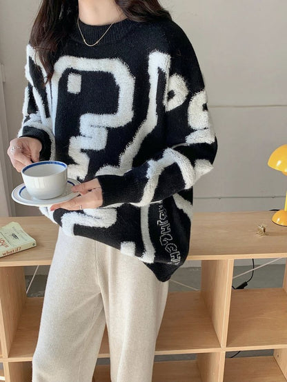 Maglione spesso con stampa a cartoni animati