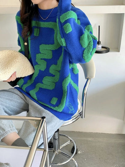 Maglione spesso con stampa a cartoni animati