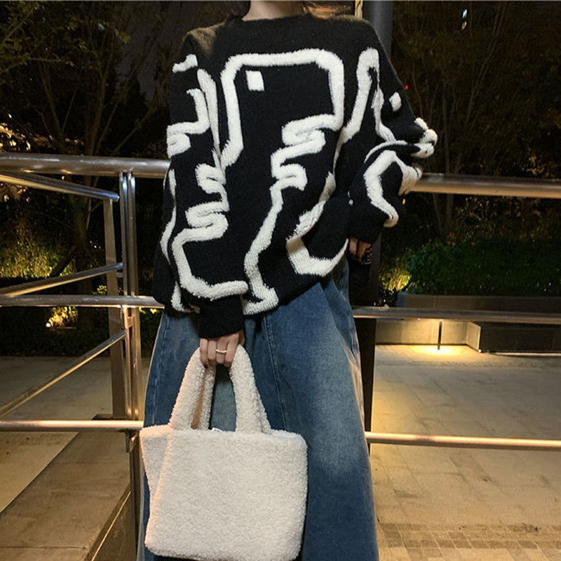 Maglione spesso con stampa a cartoni animati