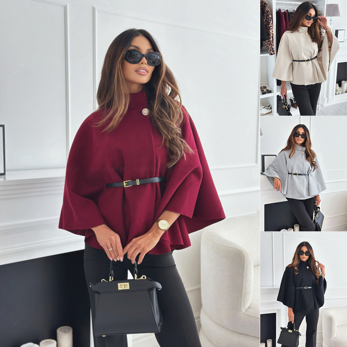 Mila Poncho mat Gürtel | Modernitéit - Charme