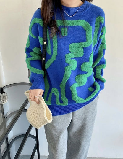 Maglione spesso con stampa a cartoni animati