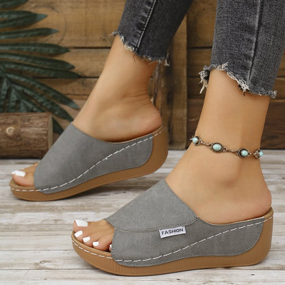 Marchéa | Mules Compensées en Cuir Respirant