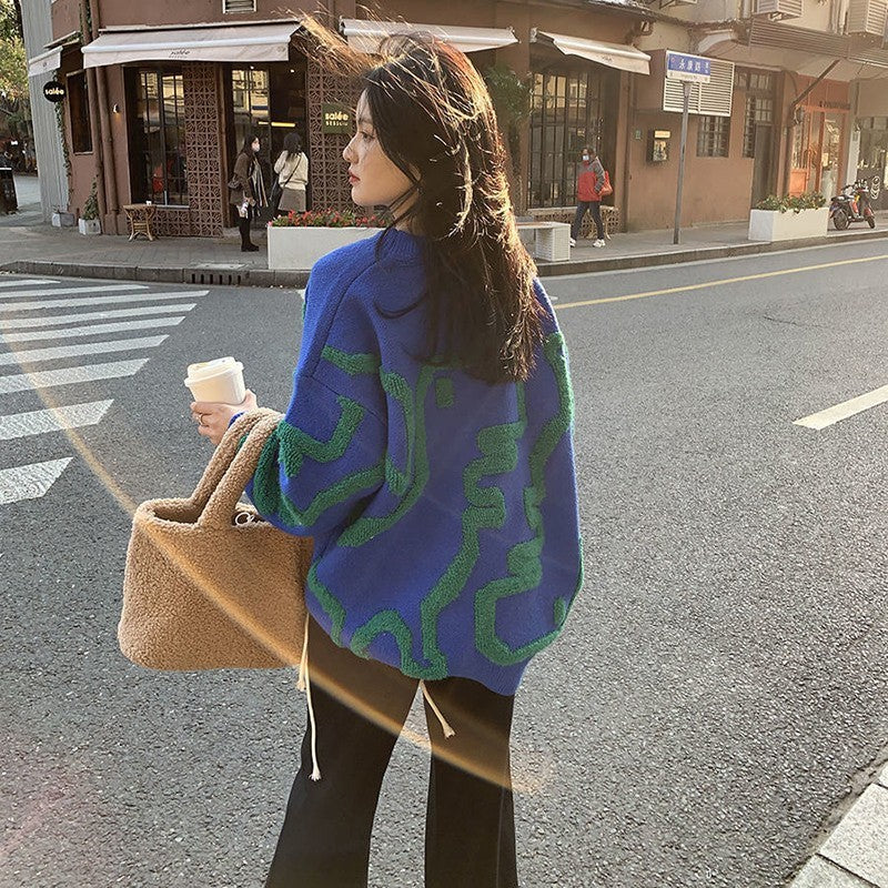 Maglione spesso con stampa a cartoni animati
