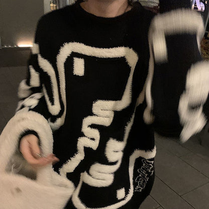 Maglione spesso con stampa a cartoni animati